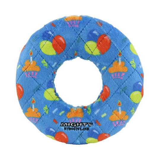 Mighty Ring-Celebration, Squeaky Dog Toy, No Stuffing (LARGE)