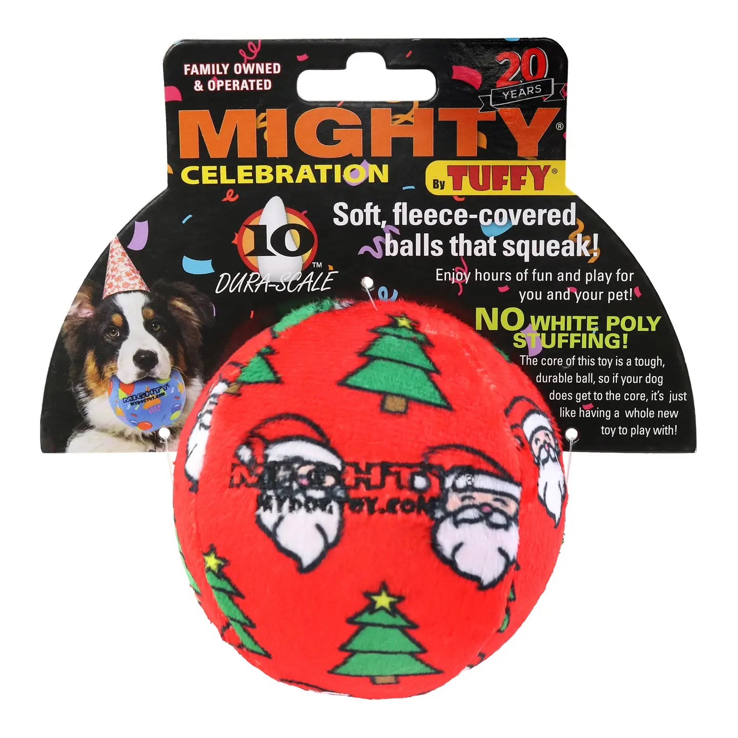 Mighty Ball-Christmas Squeaky Dog Toy, No Stuffing (MEDIUM)