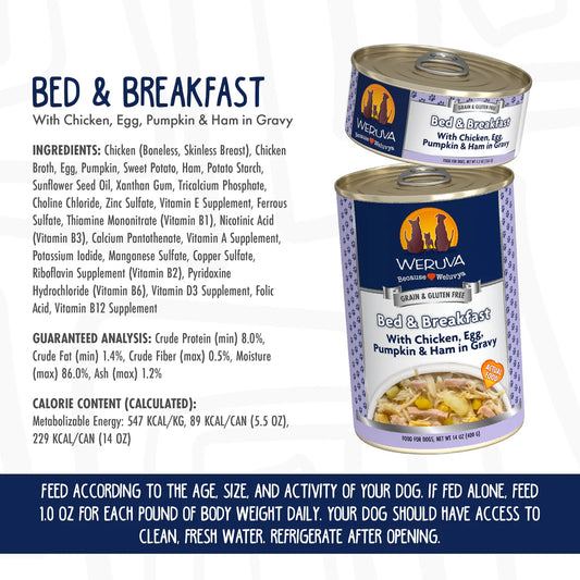 Bed & Breakfast with Chicken, Egg, Pumpkin & Ham in Gravy