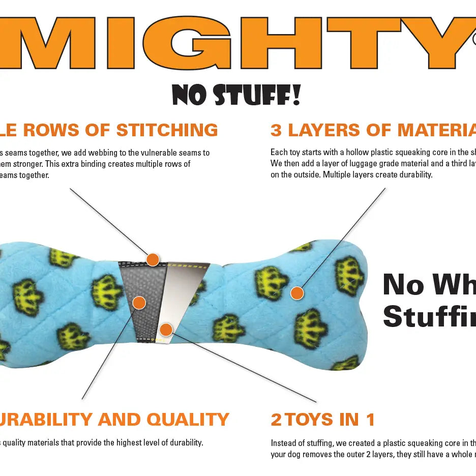 Mighty Bone- Christmas Squeaky Dog Toy, No Stuffing (MEDIUM)