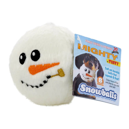 Mighty Ball-Snowball Squeaky Dog Toy, No Stuffing (SMALL)