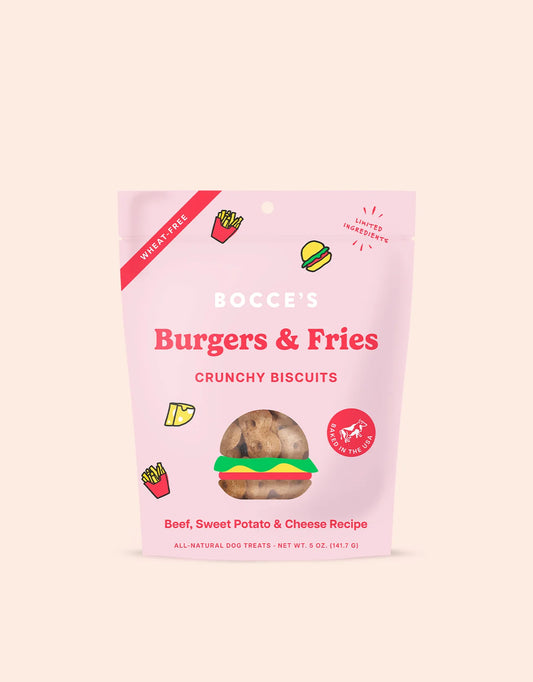 Bocce's Bakery Burger & Fries Biscuits Dog Treats 6oz