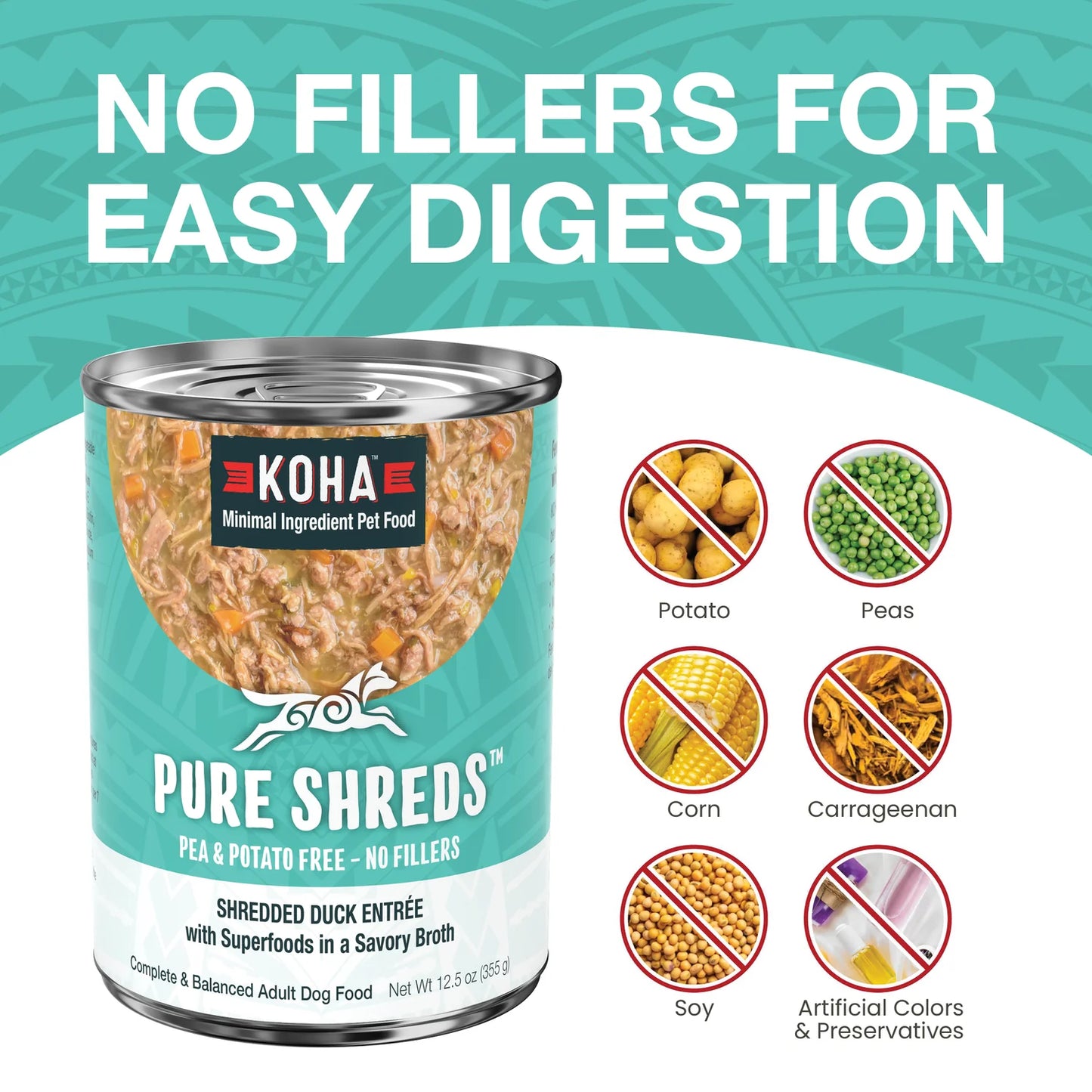 KOHA Pure Shreds Shredded Duck Entrée for Dogs