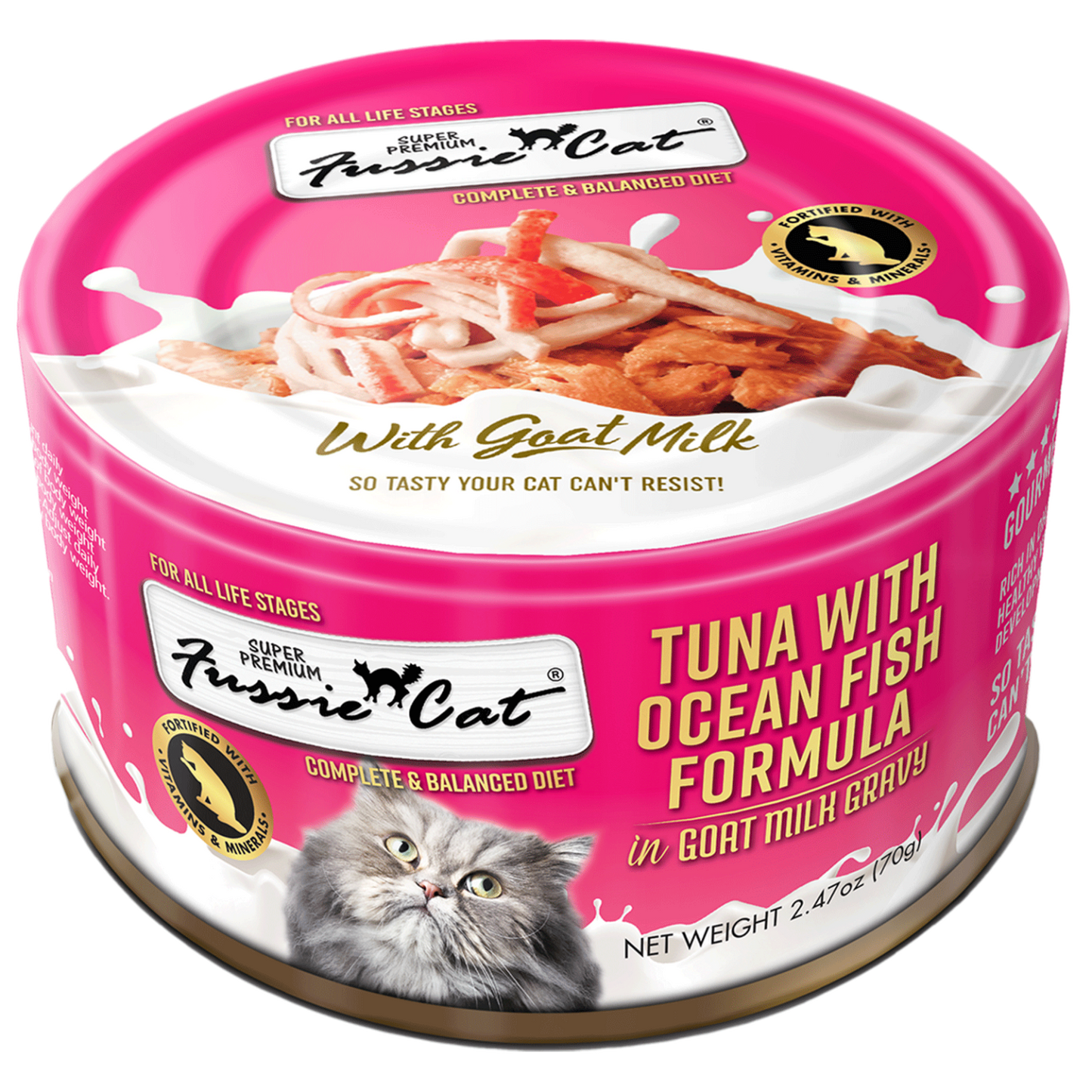 Fussie Cat Premium Tuna & Oceanfish in Goat Milk Gravy 2.47oz