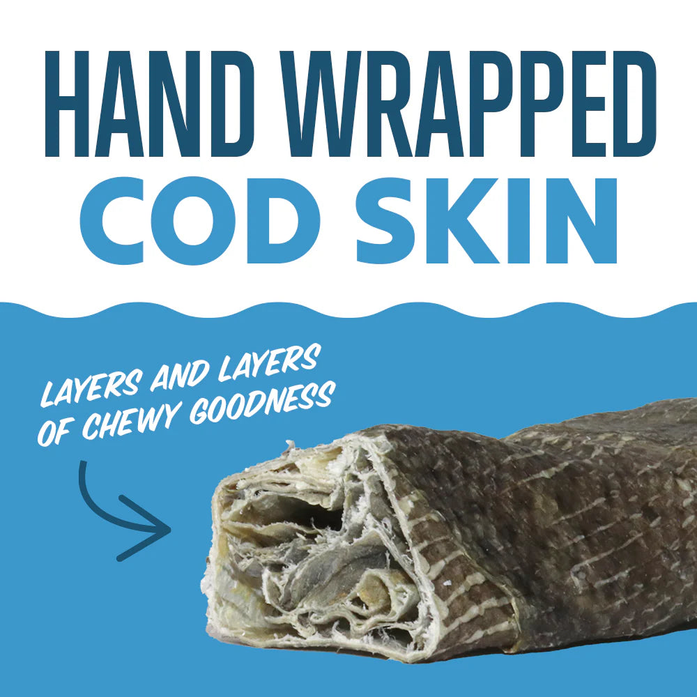 Hand Wrapped Cod Skin Short 5" Chew Sticks for Dogs