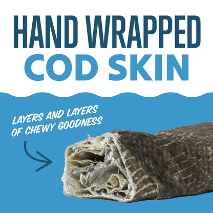 Hand Wrapped Cod Skin Short 5" Chew Sticks for Dogs
