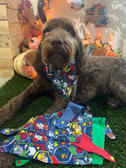 "Paw Patrol"  Handmade Bandana (Reversible - Snap)