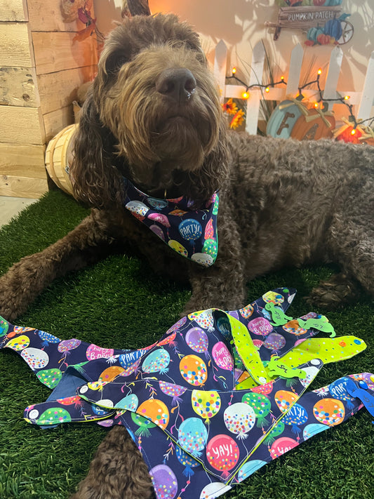 "Birthday"  Handmade Bandana (Reversible - Snap)