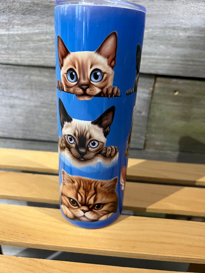 Cat Heads Blue 20oz Straight Tumbler