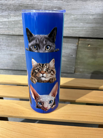 Cat Heads Blue 20oz Straight Tumbler