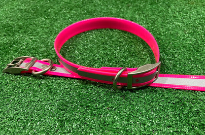 Amish Handmade Reflective BioThane Collar 5/8" X 18"