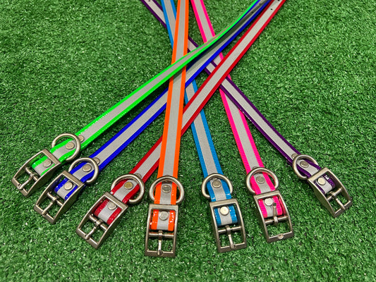 Amish Handmade Reflective BioThane Collar 5/8" X 18"