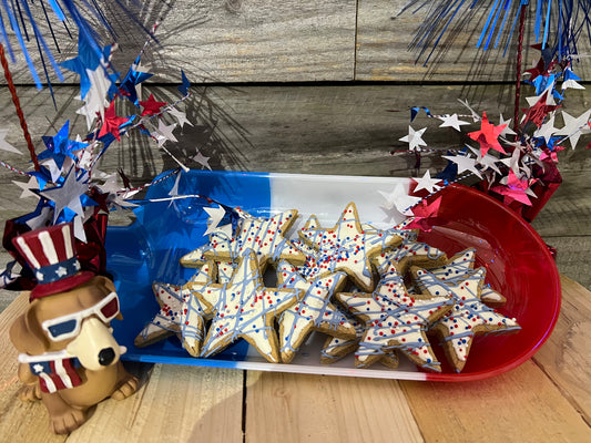 Star - Homemade LID Iced Red White Blue Cookie