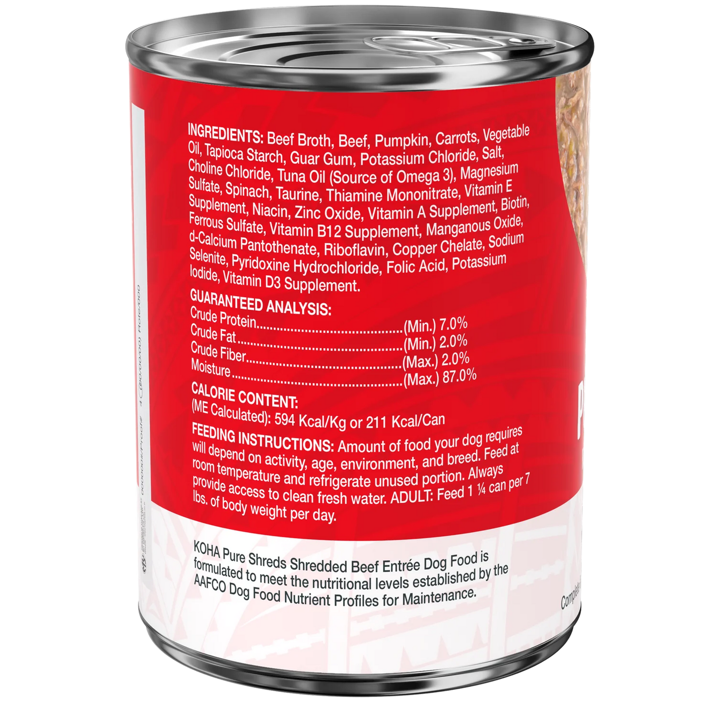 KOHA Pure Shreds Shredded Beef Entrée for Dogs