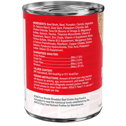 KOHA Pure Shreds Shredded Beef Entrée for Dogs