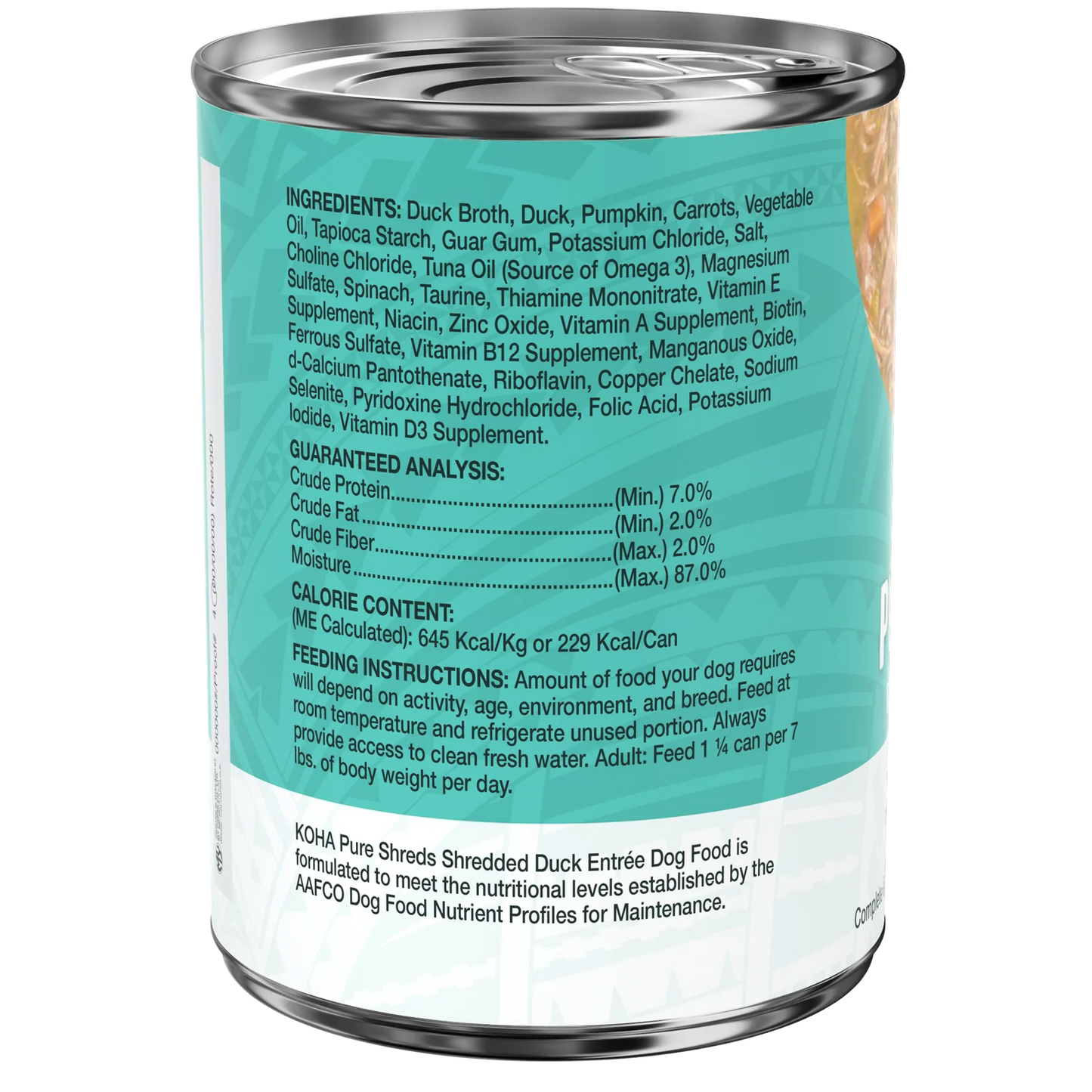 KOHA Pure Shreds Shredded Duck Entrée for Dogs
