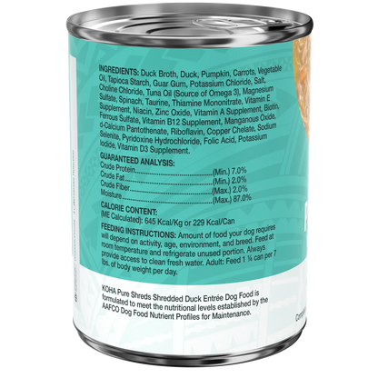 KOHA Pure Shreds Shredded Duck Entrée for Dogs