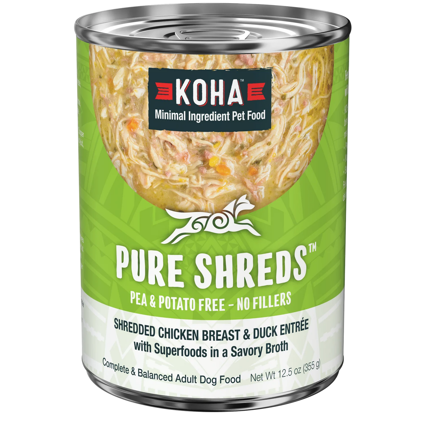 KOHA Pure Shreds Shredded Chicken Breast & Duck Entrée for Dogs