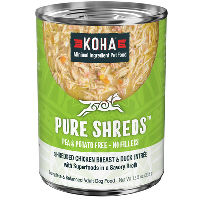 KOHA Pure Shreds Shredded Chicken Breast & Duck Entrée for Dogs