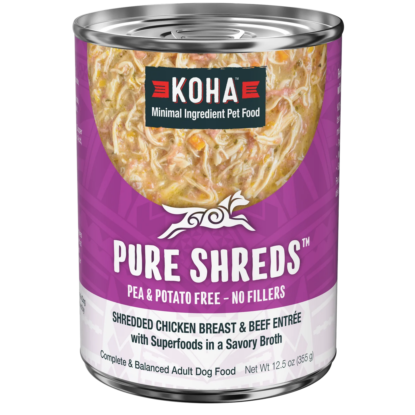 KOHA Pure Shreds Shredded Chicken Breast & Beef Entrée for Dogs