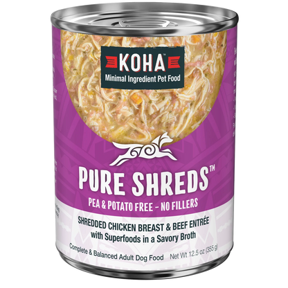 KOHA Pure Shreds Shredded Chicken Breast & Beef Entrée for Dogs