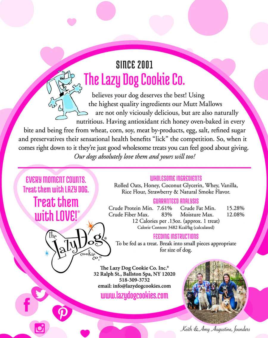 Lazy Dog Mutt Mallows Strawberry Smoochies Dog Treat