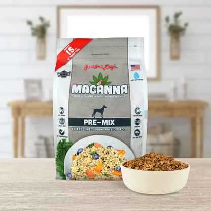 Macanna Pre-Mix Freeze Dried Dog Food (Just Add Meat-Makes 15 lbs of Food)