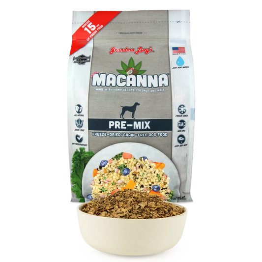 Macanna Pre-Mix Freeze Dried Dog Food (Just Add Meat-Makes 15 lbs of Food)