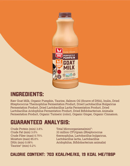 FROZEN RAW PUMPKIN GOAT MILK 32oz
