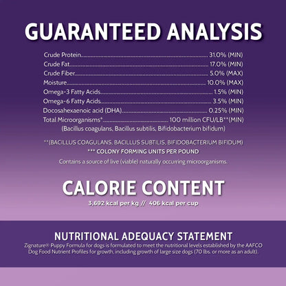 ZIGNATURE PUPPY FORMULA DOG FOOD