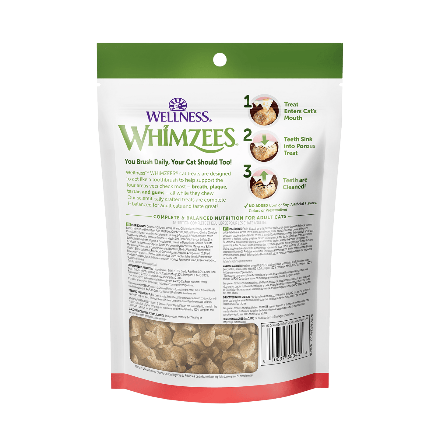 WHIMZEES NATURAL CAT DENTAL TREATS, CHICKEN & SALMON FLAVOR 2oz