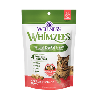 WHIMZEES NATURAL CAT DENTAL TREATS, CHICKEN & SALMON FLAVOR 2oz