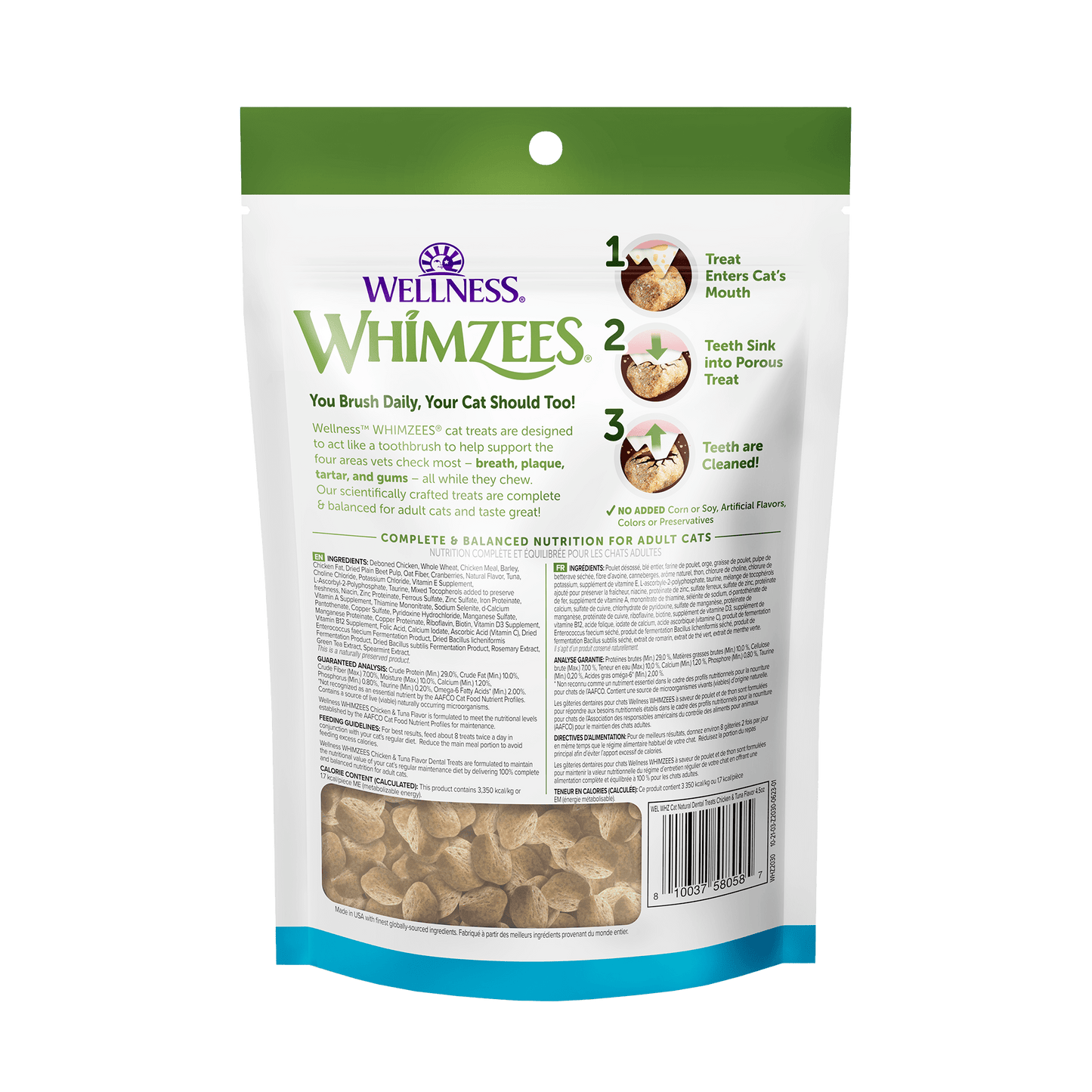 WHIMZEES NATURAL CAT DENTAL TREATS, CHICKEN & TUNA FLAVOR 2oz
