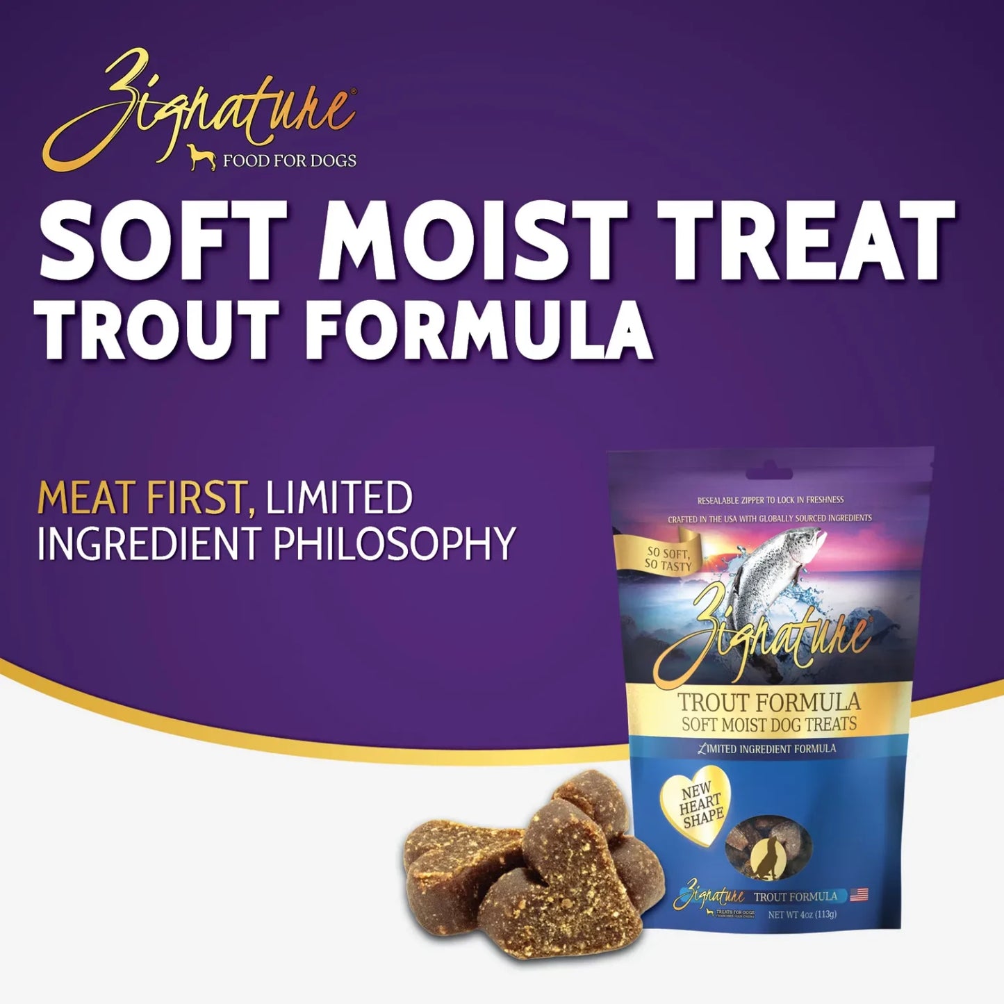 ZIGNATURE TROUT FORMULA SOFT MOIST TREATS FOR DOGS