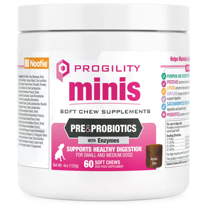 Progility Minis Pre & Probiotics Soft Chews for Small to Medium Dogs