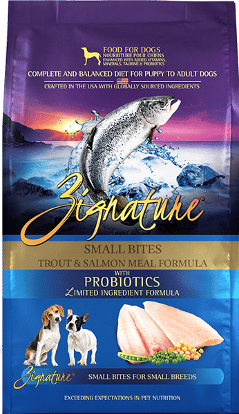 ZIGNATURE TROUT & SALMON MEAL FORMULA DOG FOOD (SMALL BITES)