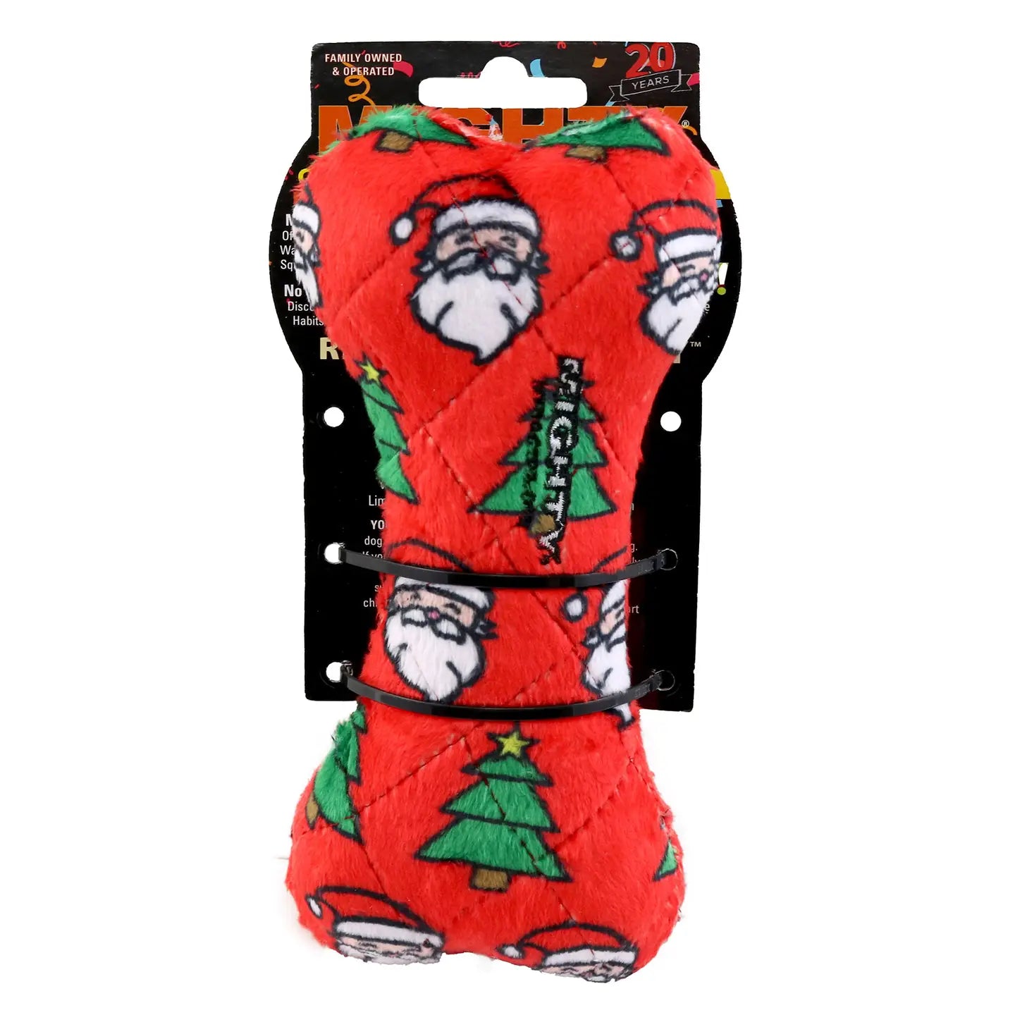 Mighty Bone- Christmas Squeaky Dog Toy, No Stuffing (MEDIUM)