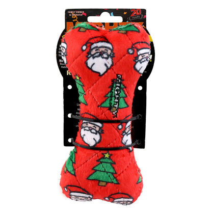 Mighty Bone- Christmas Squeaky Dog Toy, No Stuffing (MEDIUM)