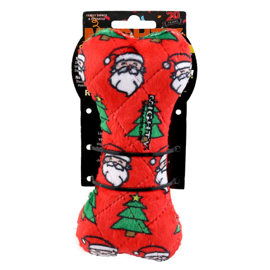 Mighty Bone- Christmas Squeaky Dog Toy, No Stuffing (MEDIUM)