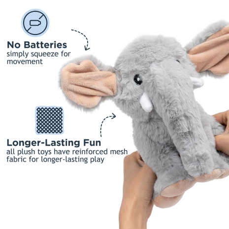 ANIMATED ELEPHANT 8" PLUSH DOG TOY
