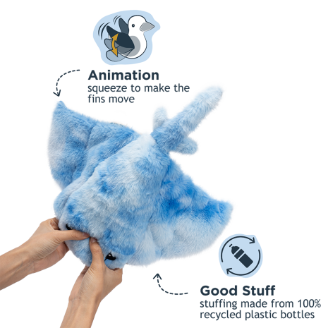 ANIMATED MANTA RAY 8" PLUSH DOG TOY