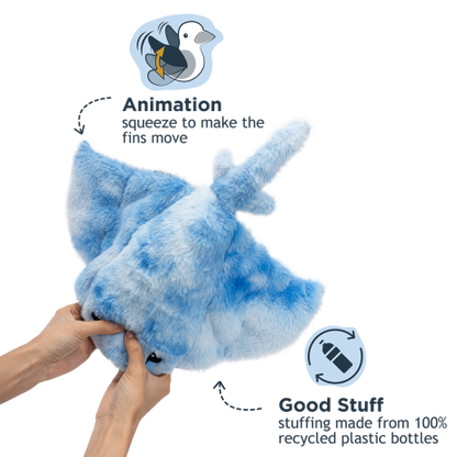 ANIMATED MANTA RAY 8" PLUSH DOG TOY