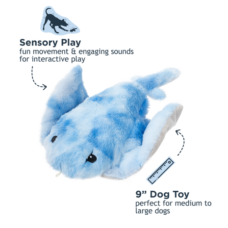 ANIMATED MANTA RAY 8" PLUSH DOG TOY