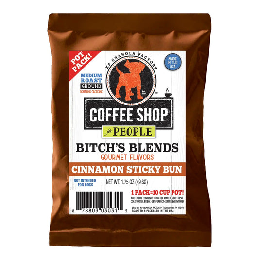 K9 GRANOLA FACTORY Coffee Shop - Gourmet Flavor Cinnamon Sticky Bun Coffee for People (POT PACK)