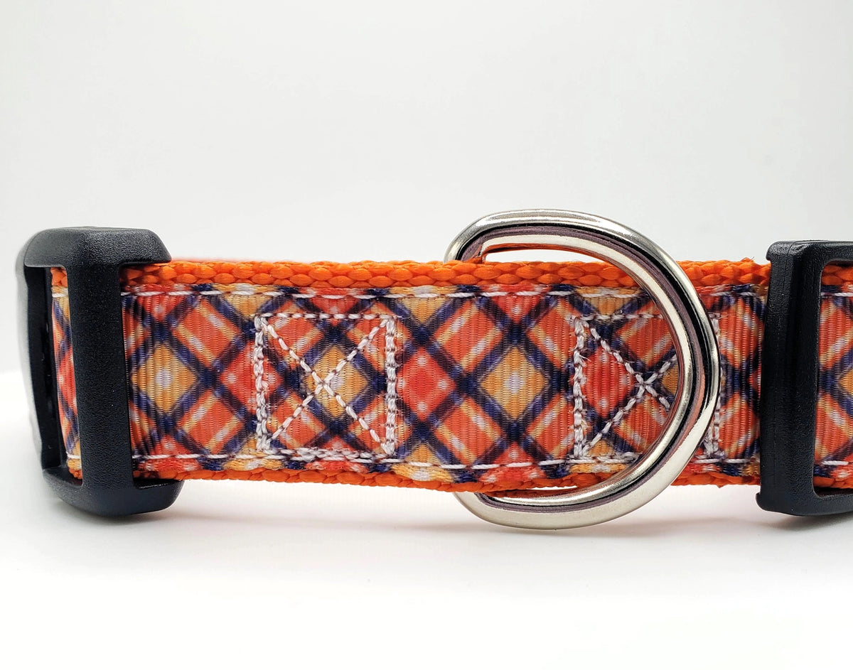 Orange Plaid Dog Collar 1"