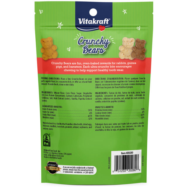CRUNCHY BEARS RABBIT, GUINEA PIG & HAMSTER TREAT 4 OZ.