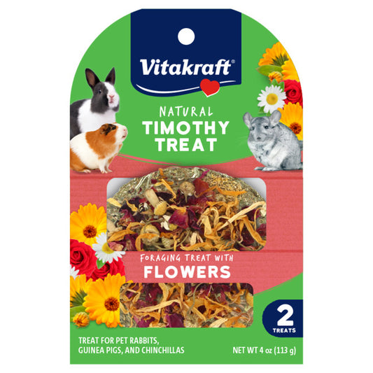NATURAL TIMOTHY TREAT WITH FLOWERS FOR SMALL ANIMALS – 2/PACK