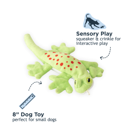 Stuffles Plush Lizard Dog Squeaker Toy 8"