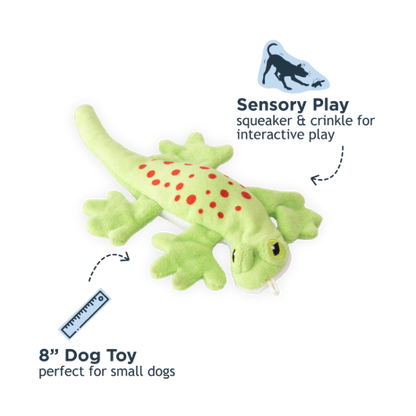 Stuffles Plush Lizard Dog Squeaker Toy 8"