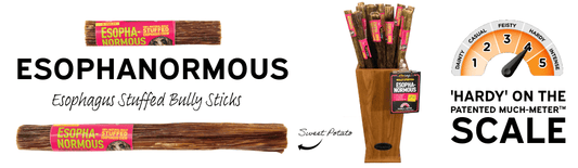 Etta Says! Esophanormous Dog Chew 5" (Grain Free Beef Bully & Sweet Potato Stuffed Esophagus)